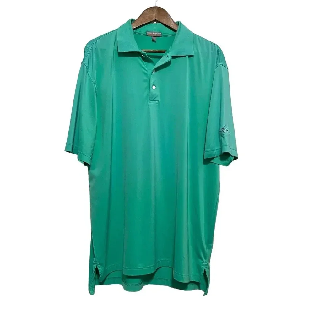 Peter Millar Summer Comfort‎ Polo Shirt Size Large Green Golf Outdoor